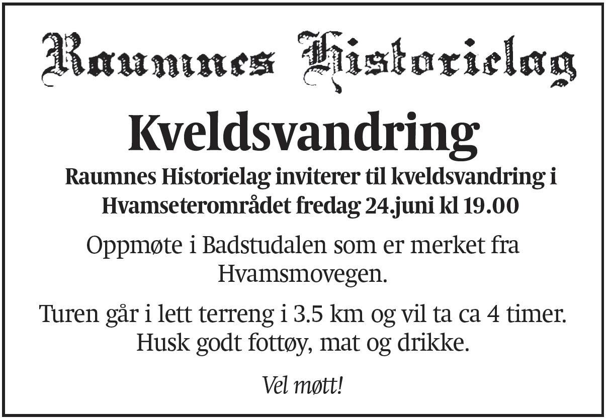 Kveldsvandring Hvamseterområdet